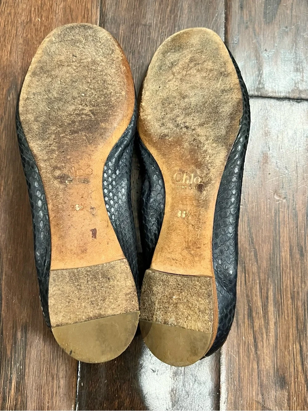 Chloé Lauren Python-Embossed Leather Ballerina Flats